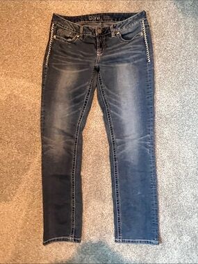 Warehouse One Women's Straight Leg Mid-Blue Jeans with Subtle Fading